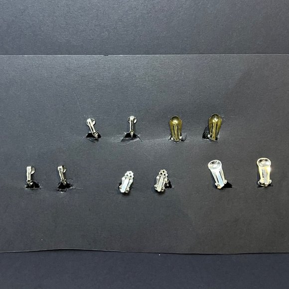 Vintage Lot Of 5 Silver Tone Clip On Earrings (3562) - Picture 7 of 7